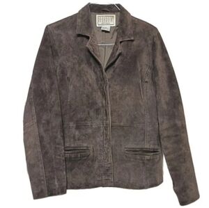 100% Leather Taupe Suede Blazer Women’s Size Large BB Dakota Vintage
